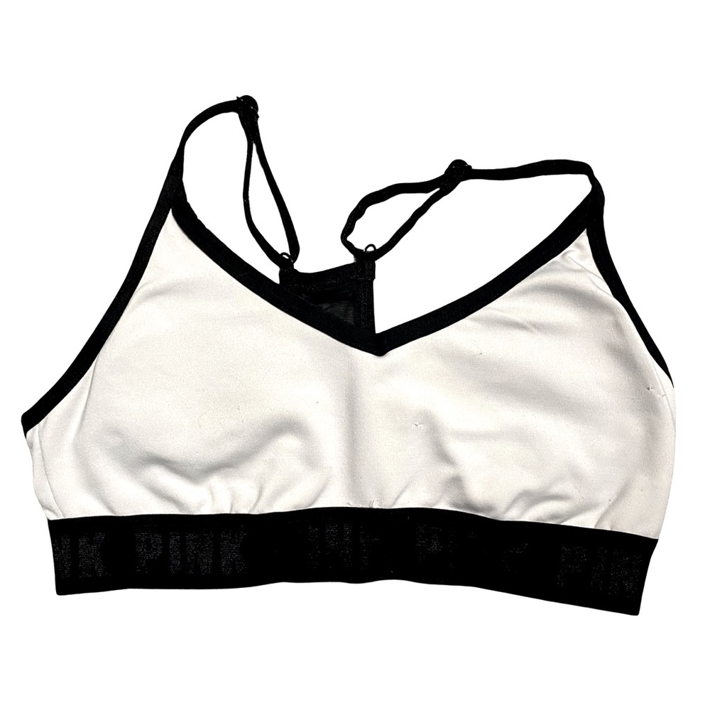 VS PINK white/black sports bra, size Small